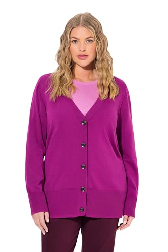 Ulla Popken Damen große Größen Übergrößen Plus Size Strickjacke, V-Ausschnitt, Knopfleiste, Feinstrick von Ulla Popken