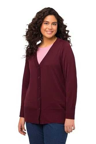 Ulla Popken Damen große Größen Übergrößen Plus Size Strickjacke, V-Ausschnitt, Knopfleiste, Feinstrick von Ulla Popken