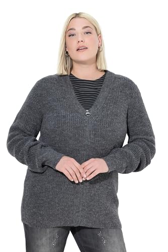 Ulla Popken Damen große Größen Übergrößen Plus Size Strickjacke mit V-Ausschnitt und Zipper von Ulla Popken