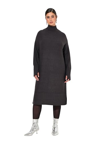 Ulla Popken Damen große Größen Übergrößen Plus Size Strickkleid, Linksstrick, Stehkragen, Langarm anthrazit Melange 42+ 832643121-42+ von Ulla Popken