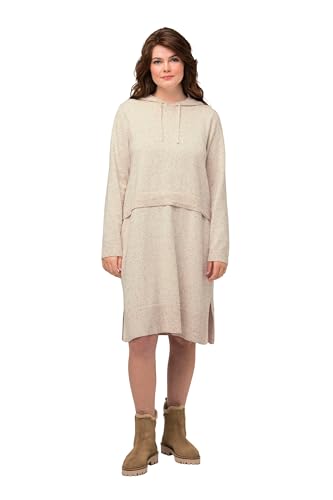 Ulla Popken Damen große Größen Übergrößen Plus Size Strickkleid, Noppen, Kapuze, Langarm, Biobaumwolle Creme 42+ 822408300-42+ von Ulla Popken