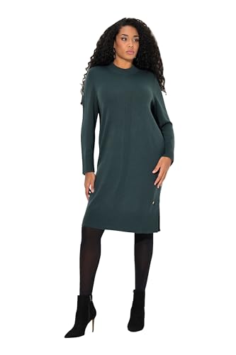 Ulla Popken Damen große Größen Übergrößen Plus Size Strickkleid, Rippstrickstreifen, Stehkragen, Langarm blau 46+ 832493759-46+ von Ulla Popken