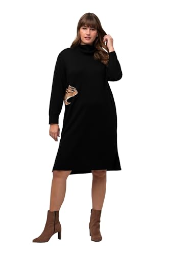 Ulla Popken Damen große Größen Übergrößen Plus Size Strickkleid, Tiermotiv, Rollkragen, Langarm, Wollmischung schwarz 50+ 808517100-50+ von Ulla Popken