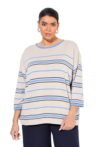 Ulla Popken Damen Strickpullover Streifen, Sand-beige, 50-52 EU von Ulla Popken