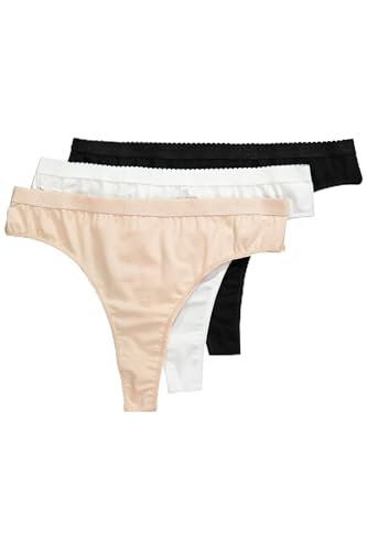 Ulla Popken Damen Strings, 3er-Pack, Zierkante Slip, Mehrfarbig, 54-56 von Ulla Popken