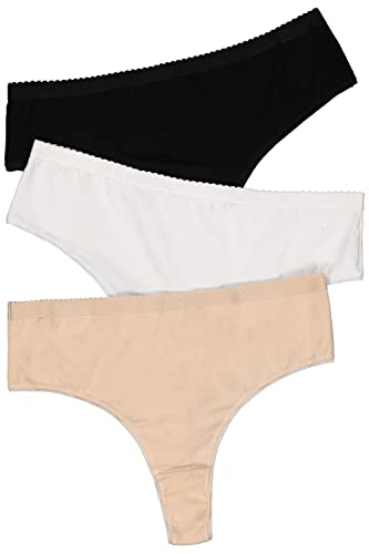 Ulla Popken Damen Strings, 3er-Pack, Zierkante Slip, Mehrfarbig, 62-64 von Ulla Popken