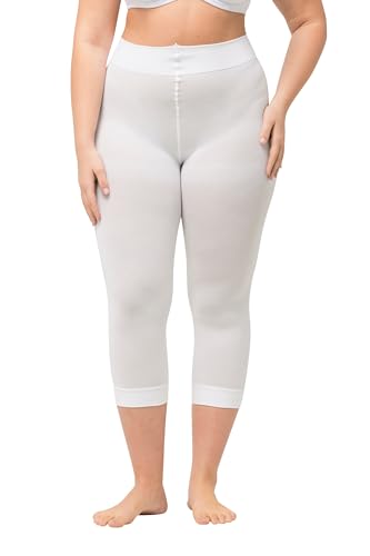 Ulla Popken Damen große Größen Übergrößen Plus Size Strumpf-Capri, 80 den, blickdicht schneeweiß 50+ 815580200-50+ von Ulla Popken