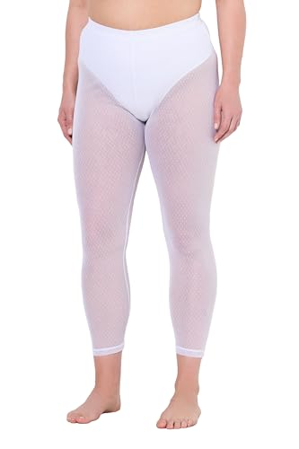 Ulla Popken Damen große Größen Übergrößen Plus Size Strumpf-Leggings, Mesh, knöchellang schneeweiß 50+ 836800200-50+ von Ulla Popken