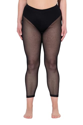 Ulla Popken Damen große Größen Übergrößen Plus Size Strumpf-Leggings, Mesh, knöchellang schwarz 46+ 836800100-46+ von Ulla Popken