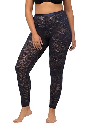 Ulla Popken Damen große Größen Übergrößen Plus Size Strumpf-Leggings, Spitze nachtblau 46+ 816485139-46+ von Ulla Popken