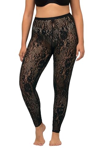 Ulla Popken Damen große Größen Übergrößen Plus Size Strumpf-Leggings, Spitze schwarz 54+ 816485100-54+ von Ulla Popken
