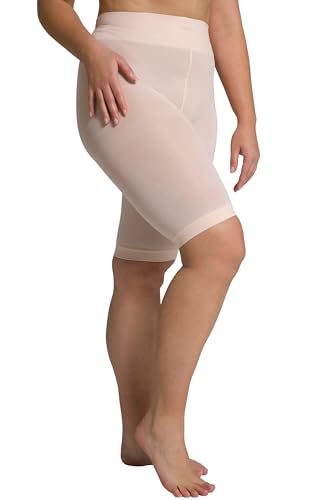 Ulla Popken Damen große Größen Übergrößen Plus Size Strumpf-Radler, 80 den, Oberschenkelschutz, knielang helles apricot 50+ 799278650-50+ von Ulla Popken