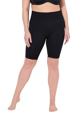 Ulla Popken Damen große Größen Übergrößen Plus Size Strumpf-Radler, Rippjersey, breiter Bund, ohne Außennaht schwarz 42+ 839067100-42+ von Ulla Popken