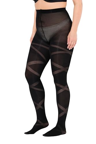 Ulla Popken Damen große Größen Übergrößen Plus Size Strumpfhose, Streifen von Ulla Popken