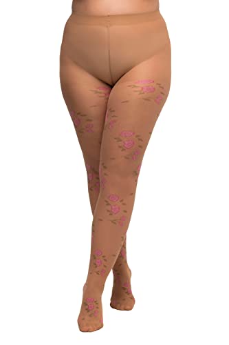 Ulla Popken Damen große Größen Übergrößen Plus Size Strumpfhose, florales Muster, 20 den teint 50+ 816262377-50+ von Ulla Popken