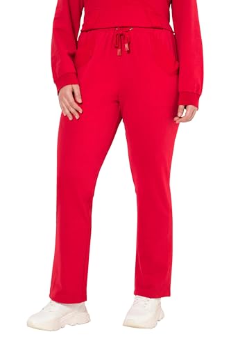 Ulla Popken Damen große Größen Übergrößen Plus Size Sweat-Hose Ruby, gerades Bein, Elastikbund, Bindeband Salsa 58+ 831985530-58+ von Ulla Popken