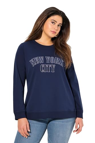 Ulla Popken Damen große Größen Übergrößen Plus Size Sweat-Pullover, Stickerei, V-Ausschnitt, Langarm Tintenblau 62+ 830740740-62+ von Ulla Popken