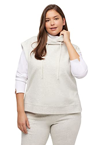 Ulla Popken Damen große Größen Übergrößen Plus Size Sweat-Pullunder, Fischgratmuster, Stehkragen, ärmellos hellgrau mélange 54+ 812646134-54+ von Ulla Popken