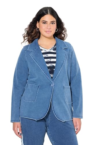 Ulla Popken Damen große Größen Übergrößen Plus Size Sweatblazer, Jeansoptik, Reverskragen, Langarm Blue Denim 50+ 823981902-50+ von Ulla Popken