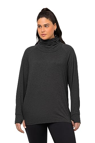 Ulla Popken Damen große Größen Übergrößen Plus Size Sweater, Loop, Rundhals, Langarm, extraweich, Daumenloch schwarz 54+ 821600100-54+ von Ulla Popken