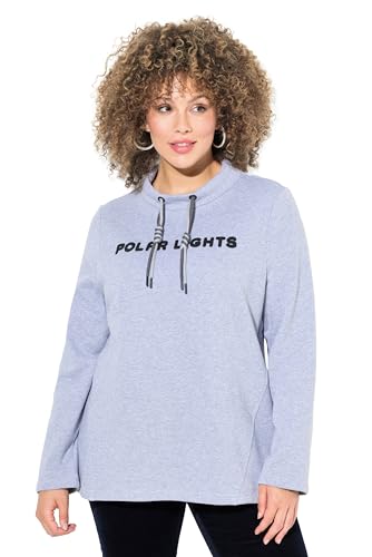 Ulla Popken Damen große Größen Übergrößen Plus Size Sweater, Schriftmotiv, Stehkragen, Langarm hellgrau mélange 46+ 832596134-46+ von Ulla Popken