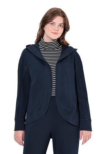 Ulla Popken Damen große Größen Übergrößen Plus Size Sweatjacke, Kapuze, offene Jacke, Biobaumwolle Marine 58+ 832786130-58+ von Ulla Popken
