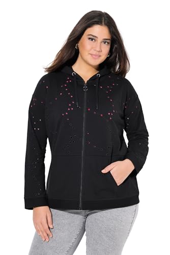 Ulla Popken Damen große Größen Übergrößen Plus Size Sweatjacke, Lochstickerei, Oversized, Langarm schwarz 50+ 837639100-50+ von Ulla Popken