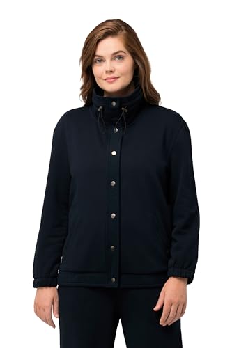 Ulla Popken Damen große Größen Übergrößen Plus Size Sweatjacke, Stehkragen, Druckknöpfe, Biobaumwolle marine 50+ 823568130-50+ von Ulla Popken