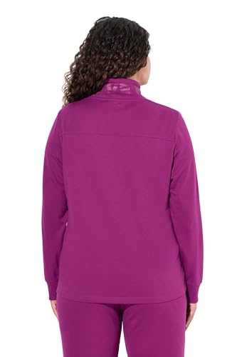 Ulla Popken Damen große Größen Übergrößen Plus Size Sweatjacke, Stehkragen, Kängurutasche, hinten länger Brombeere 58+ 826746825-58+ von Ulla Popken