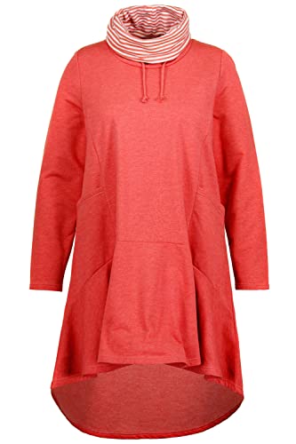 Ulla Popken Damen große Größen Übergrößen Plus Size Sweatkleid, A-Linie, drapierter Stehkragen, Langarm Karminrot 50+ 810347540-50+ von Ulla Popken