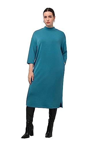 Ulla Popken Damen große Größen Übergrößen Plus Size Sweatkleid, Stehkragen, 3/4-Arm, Taschen, Modalmix kräftiges Petrol 46+ 820690763-46+ von Ulla Popken