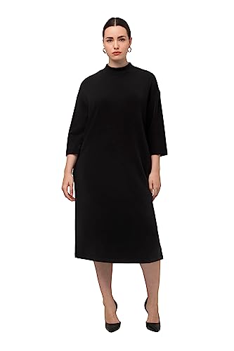 Ulla Popken Damen große Größen Übergrößen Plus Size Sweatkleid, Stehkragen, 3/4-Arm, Taschen, Modalmix schwarz 54+ 820690130-54+ von Ulla Popken