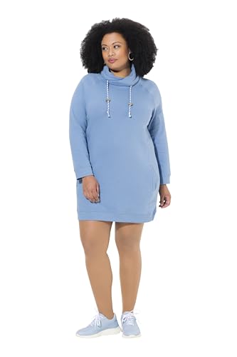 Ulla Popken Damen große Größen Übergrößen Plus Size Sweatkleid, Stehkragen, Langarm, Taschen helle Kornblume 58+ 825247729-58+ von Ulla Popken