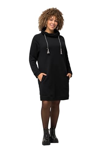 Ulla Popken Damen große Größen Übergrößen Plus Size Sweatkleid, Stehkragen, Langarm, Taschen schwarz 54+ 825247100-54+ von Ulla Popken