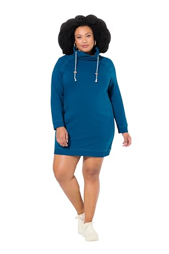 Ulla Popken Damen Sweatkleid, Stehkragen, Langarm, Taschen Kleid, Blaugrün, 54-56 EU von Ulla Popken