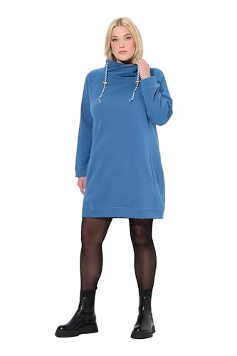 Ulla Popken Damen Sweatkleid, Stehkragen, Langarm, Taschen Casual Dress, Denimblau, 42-44 EU von Ulla Popken