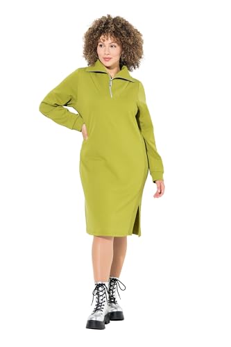 Ulla Popken Damen große Größen Übergrößen Plus Size Sweatkleid, Troyerkragen, Reißverschluss, Langarm von Ulla Popken