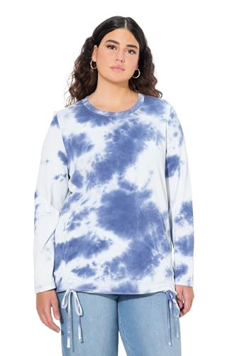 Ulla Popken Damen große Größen Übergrößen Plus Size Sweatshirt, Batikmuster, Saumband, Rundhals, Langarm atlantikblau 54+ 835676722-54+ von Ulla Popken