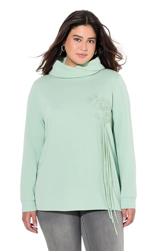 Ulla Popken Damen große Größen Übergrößen Plus Size Sweatshirt, Blüten, Stehkragen, Langarm mintgrün 62+ 834588420-62+ von Ulla Popken