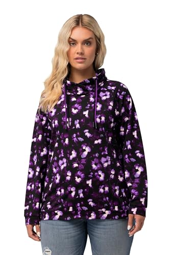 Ulla Popken Damen große Größen Übergrößen Plus Size Sweatshirt, Blüten, Stehkragen, Raglan-Langarm schwarz 50+ 825518100-50+ von Ulla Popken