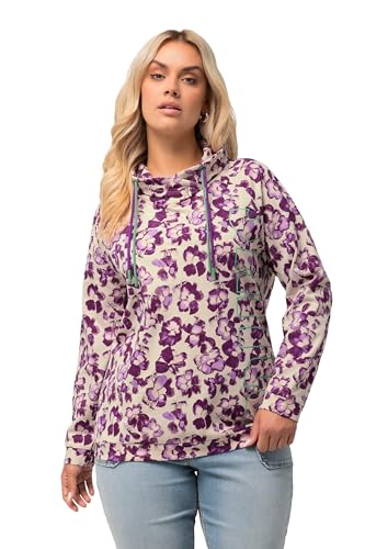 Ulla Popken Damen große Größen Übergrößen Plus Size Sweatshirt, Blüten, Stehkragen, Raglan-Langarm vanille 46+ 825518150-46+ von Ulla Popken