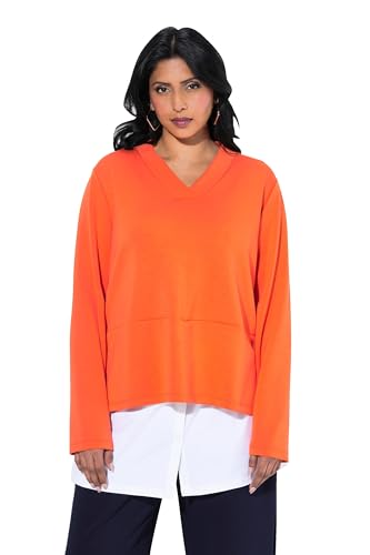 Ulla Popken Damen große Größen Übergrößen Plus Size Sweatshirt, Bluseneinsatz, V-Ausschnitt, Langarm Tomate 50+ 833479529-50+ Ulla Popken Damen große Größen Übergrößen Plus Size Sweatshirt, Bluseneinsatz, V-Ausschnitt, Langarm Tomate 50+ 833479529-50+ von Ulla Popken