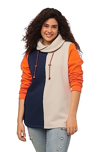 Ulla Popken Damen große Größen Übergrößen Plus Size Sweatshirt, Colorblocking, Stehkragen, Langarm vanille 46+ 821651150-46+ von Ulla Popken