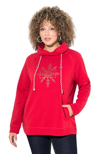 Ulla Popken Damen große Größen Übergrößen Plus Size Sweatshirt, Eisstern, Stehkragen, Taschen, Langarm Salsa 50+ 824386510-50+ von Ulla Popken