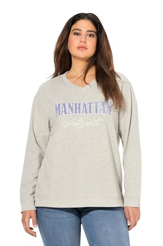 Ulla Popken Damen große Größen Übergrößen Plus Size Sweatshirt, Frotteedruck, V-Ausschnitt, Langarm von Ulla Popken