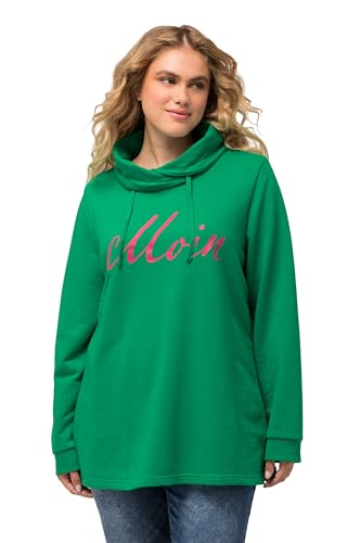 Ulla Popken Damen große Größen Übergrößen Plus Size Sweatshirt, Moin, Stehkragen, Langarm smaragdgrün 50+ 826452459-50+ von Ulla Popken