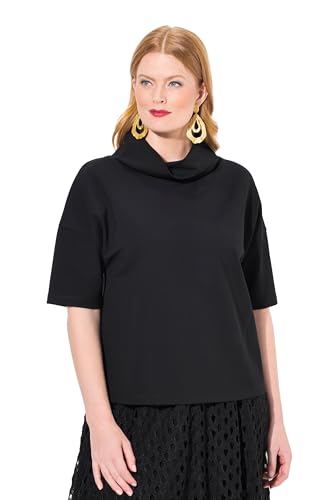 Ulla Popken Damen große Größen Übergrößen Plus Size Sweatshirt, Oversized, Schalkragen, Halbarm schwarz 46+ 837052100-46+ von Ulla Popken