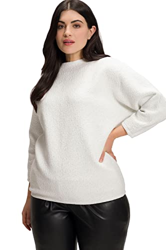 Ulla Popken Damen große Größen Übergrößen Plus Size Sweatshirt, Oversized, Stehkragen, 3/4-Fledermausarm Offwhite 54+ 810276200-54+ von Ulla Popken