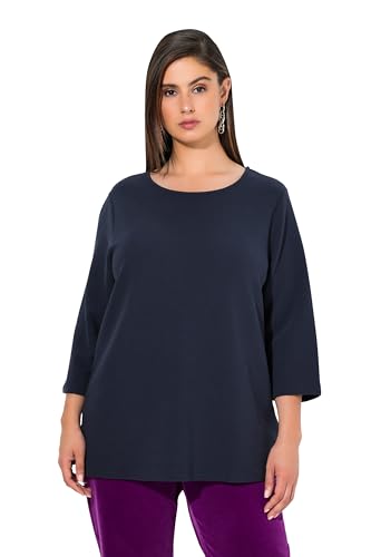 Ulla Popken Damen Sweatshirt, Querrippen, Rundhals, 3/4-arm, Marine, 46-48 EU von Ulla Popken