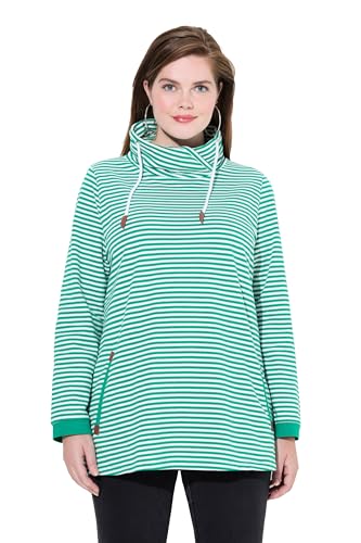 Ulla Popken Damen große Größen Übergrößen Plus Size Sweatshirt, Ringel, Classic, Stehkragen, Langarm von Ulla Popken
